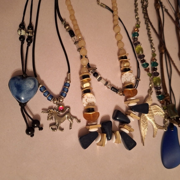 12 Piece Bundle Jewelry Blue Themed Boho Beachy Hippie Necklaces Earrings BEADED - Picture 8 of 9